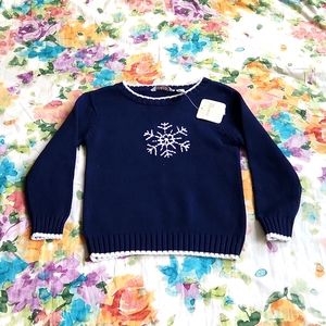 🔴NWT George Navy blue long-sleeved knit sweater with snowflake. Kid's size 5T.